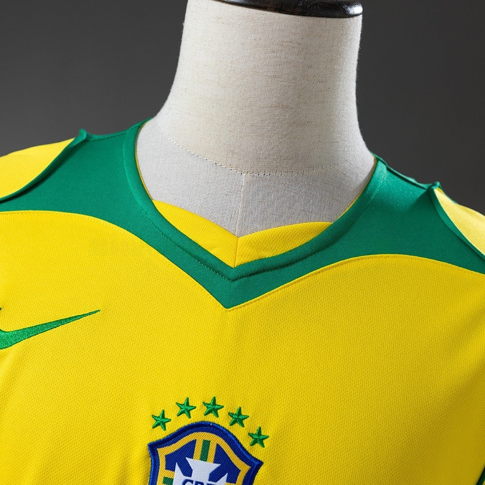 Brazil Jersey 2004 Home Retro Football Kit Long Sleeves Soccer Shirt