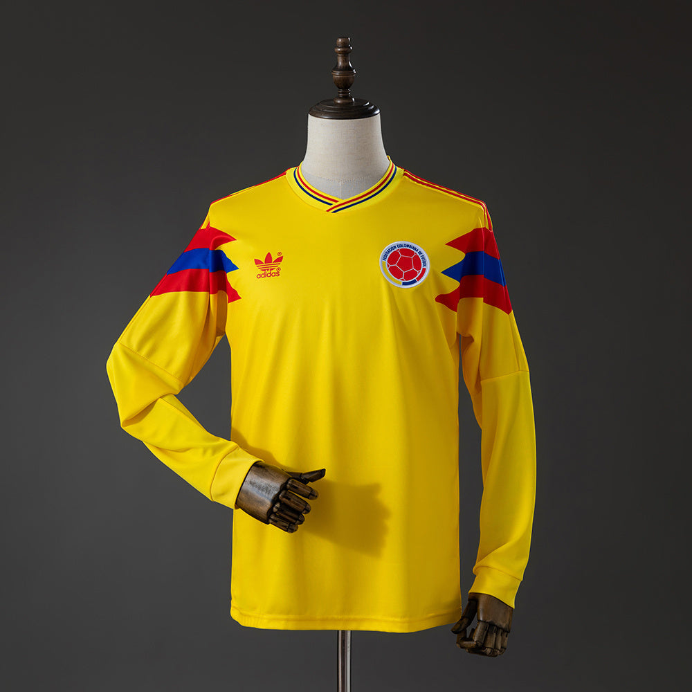 Colombia Originals Home Jersey 1990 Retro Long Sleeves Football Kit Soccer Shirt