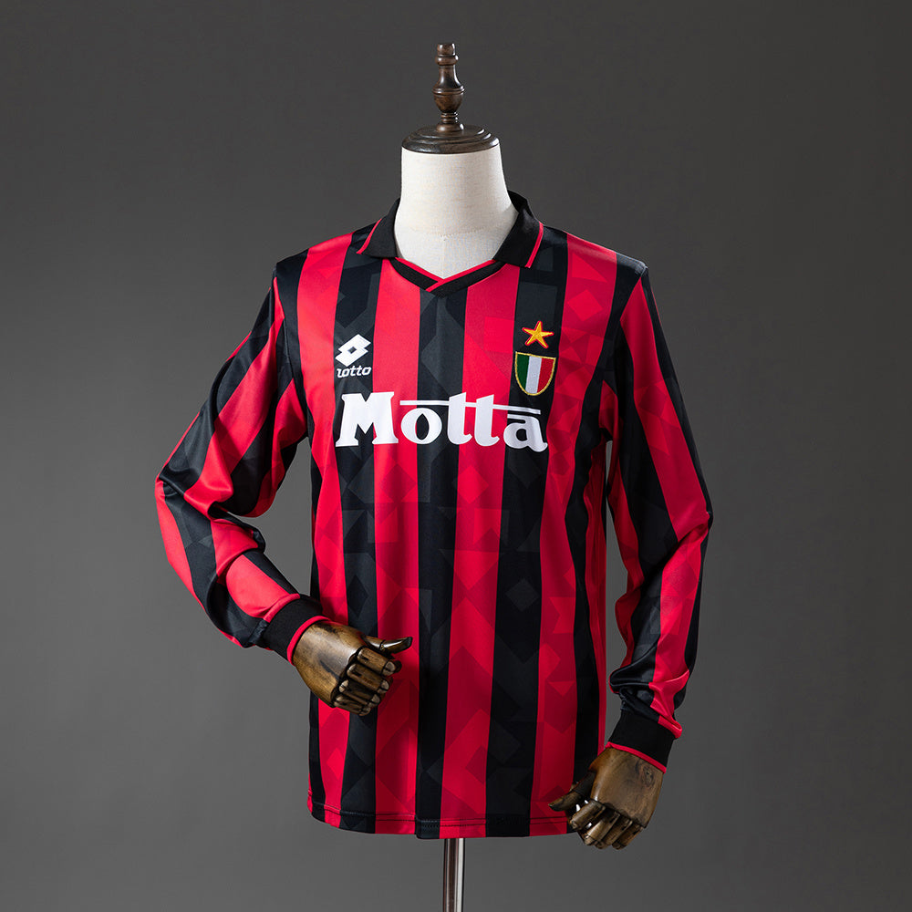 AC Milan Jersey 1993-94 Home Retro Football Kit Long Sleeves