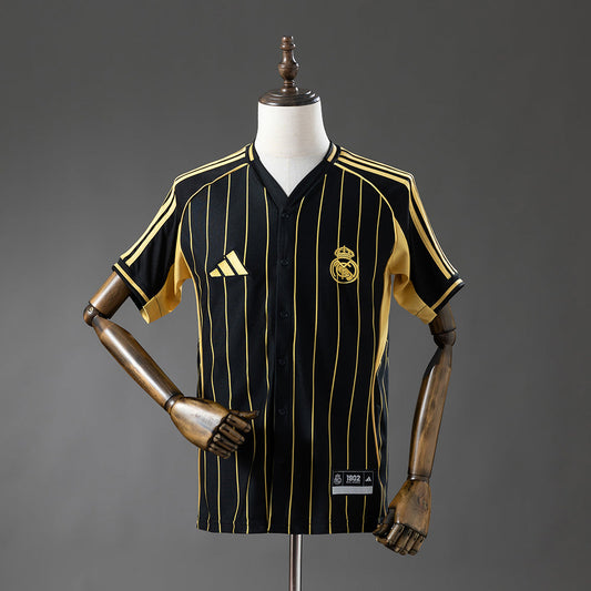 Real Madrid Jersey 25/26 Black Gold Baseball Kit
