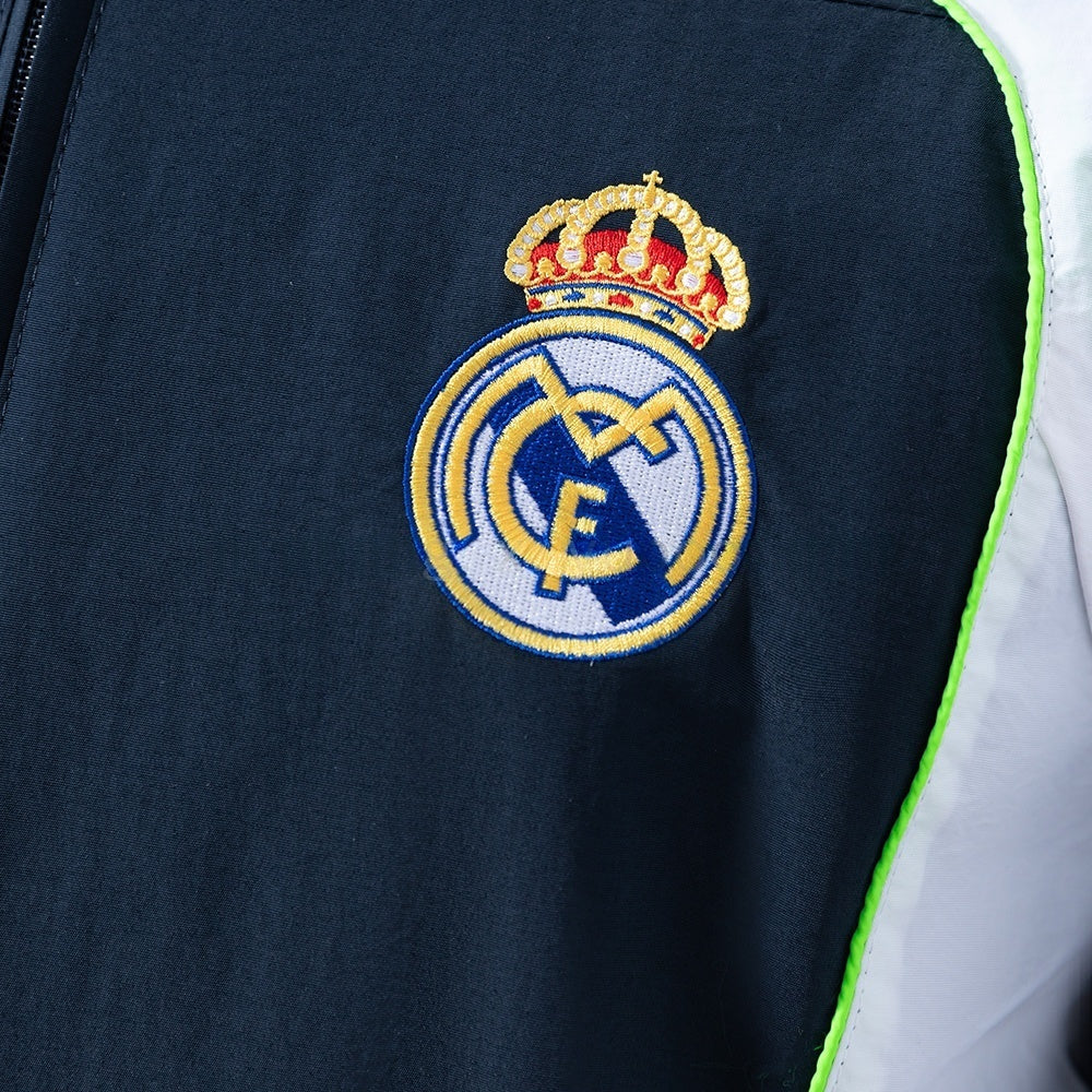 Real Madrid Windbreaker 2025-26 Navy Blue & White Football Soccer Jacket