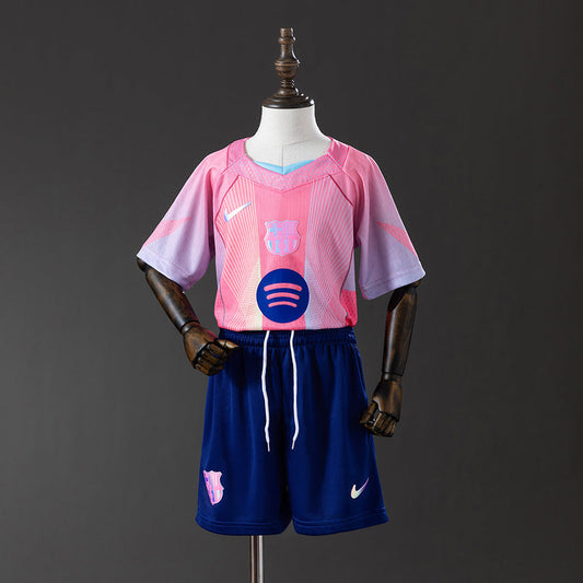 Kids Barcelona Jersey 25/26 Pink Special Football Kit