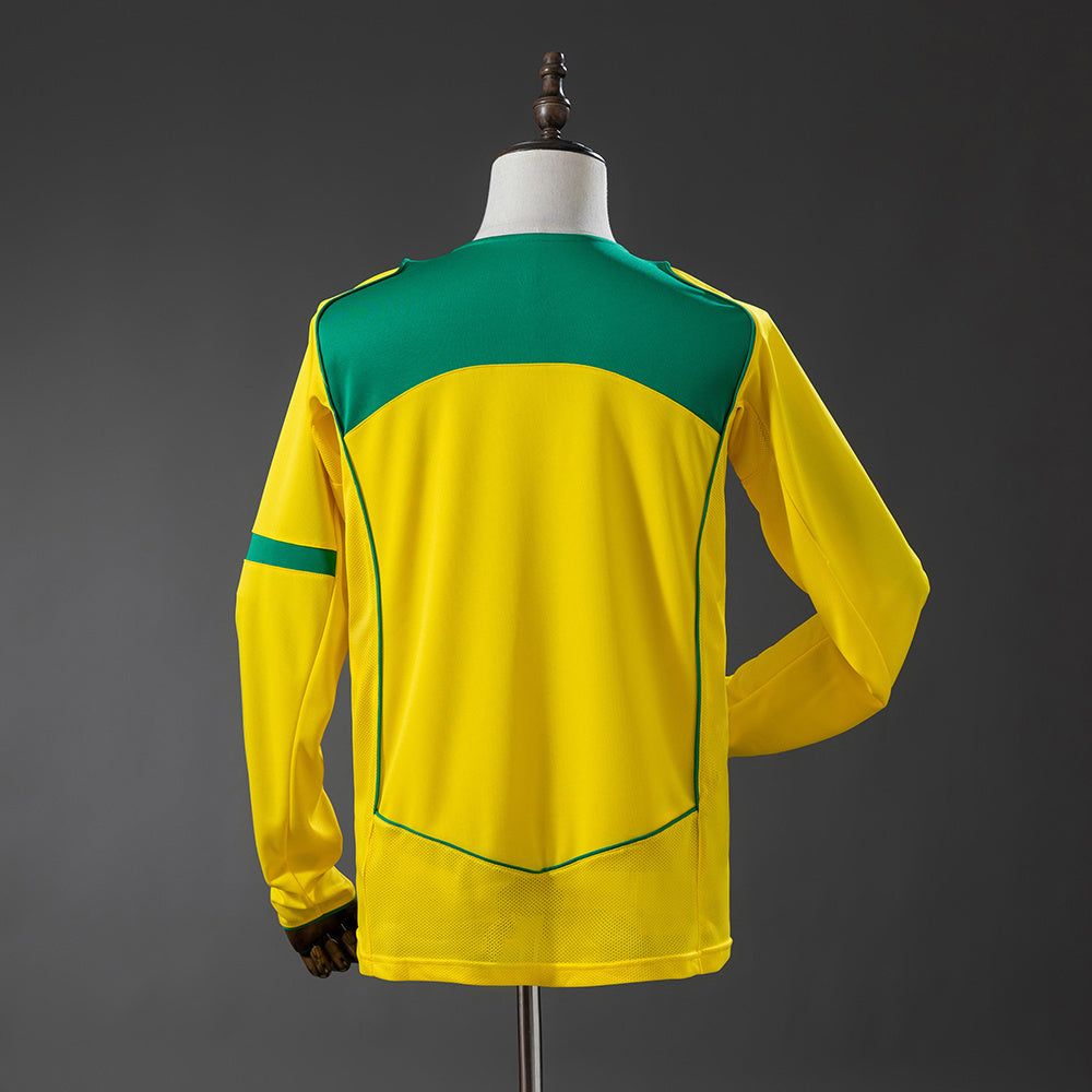 Brazil Jersey 2004 Home Retro Football Kit Long Sleeves Soccer Shirt