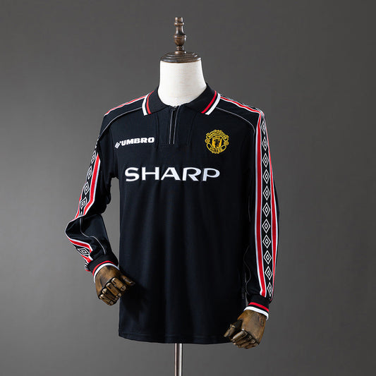 Manchester United Jersey 1998-99 Home Black Retro Kit Long Sleeves