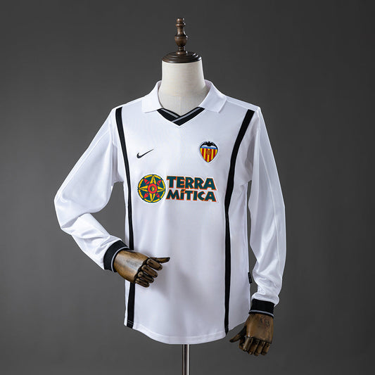 Valencia Home Jersey 2000-01 Retro Long Sleeves Football Kit Soccer Shirt