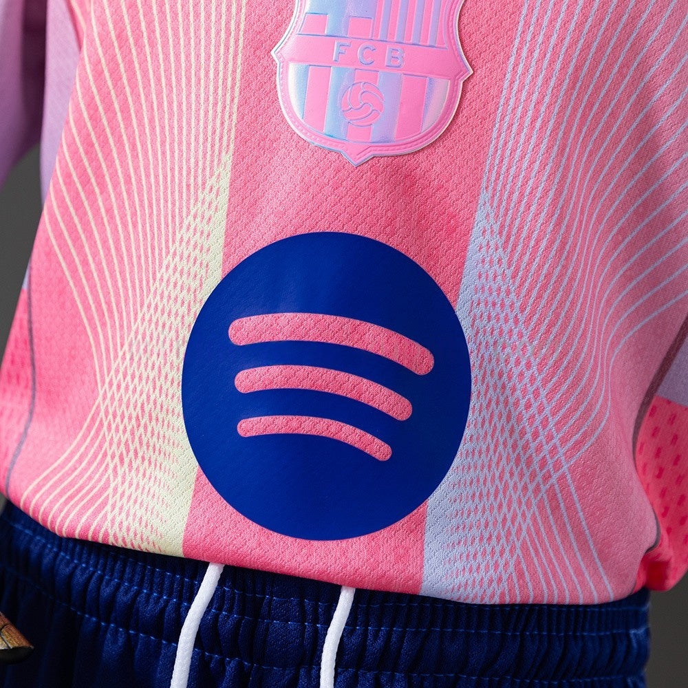 Kids Barcelona Jersey 25/26 Pink Special Football Kit
