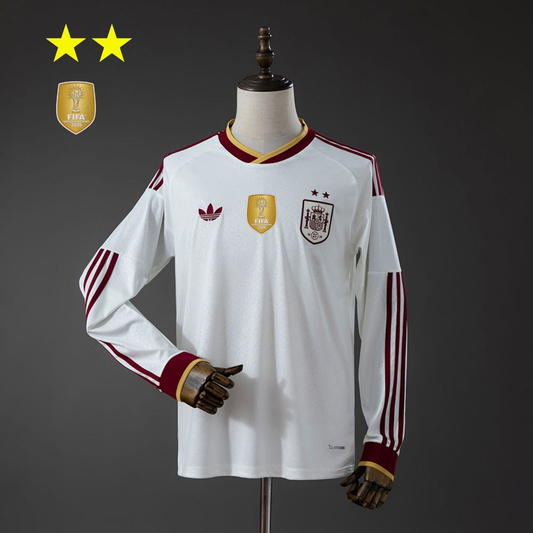 2-Star Spain Away Jersey 2026 World Cup Champion Long Sleeves Football Kit Soccer Shirt