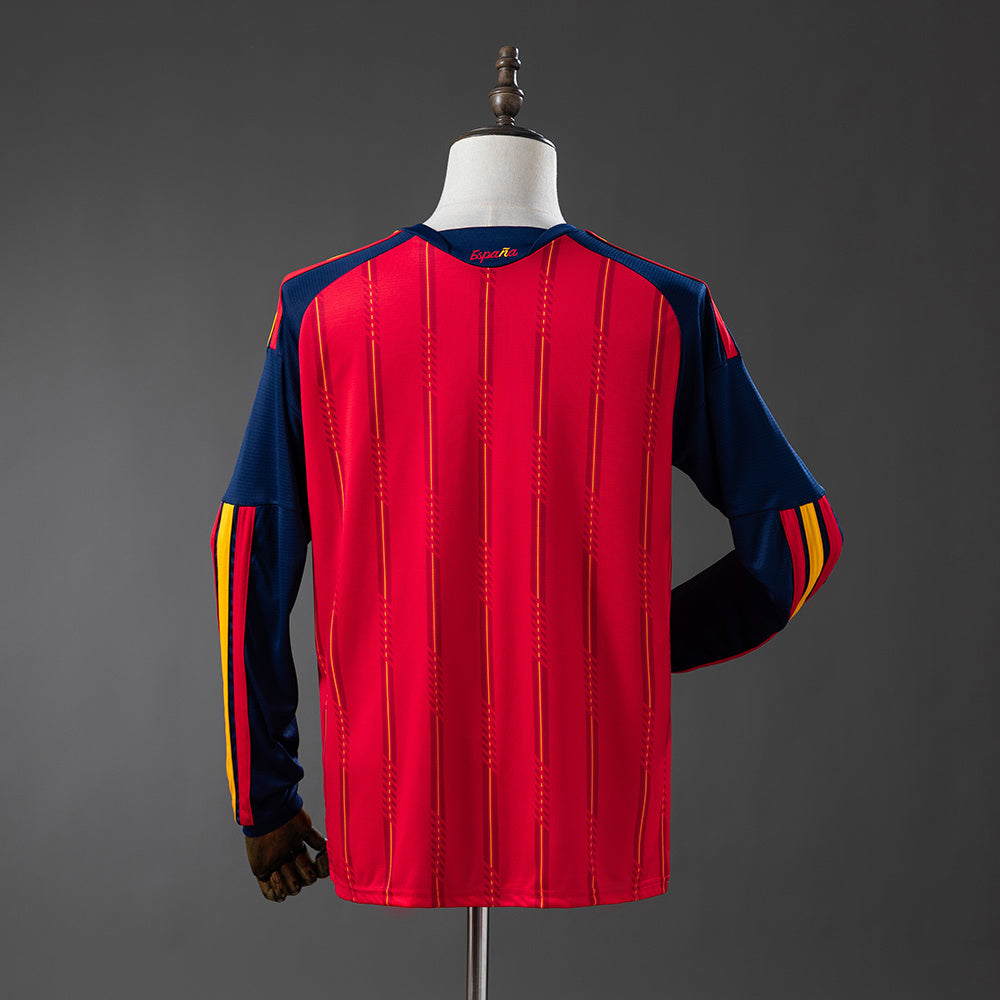 2-Star Spain Home Jersey 2026 World Cup Champion Long Sleeves Football Kit Soccer Shirt