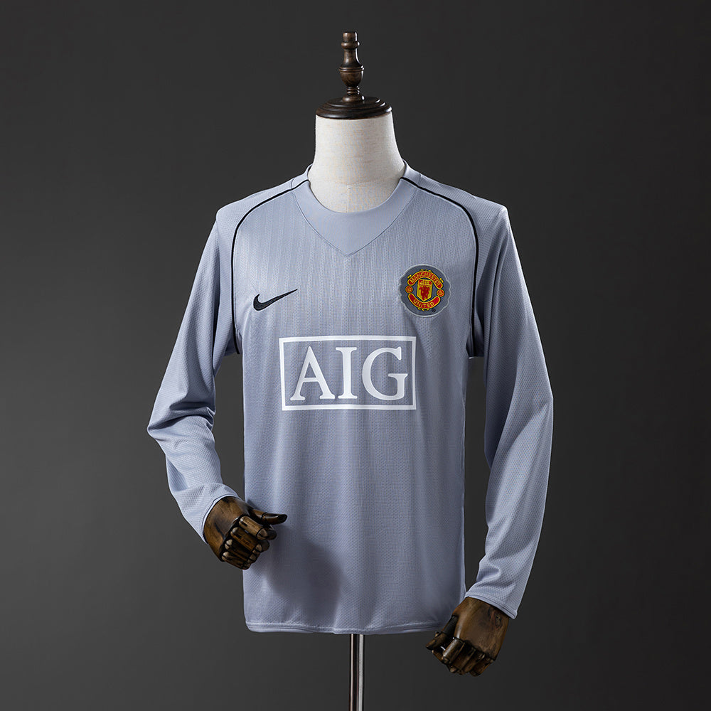 Manchester United Jersey 2007/08 Grey Goalkeepe Retro Kit Long Sleeve