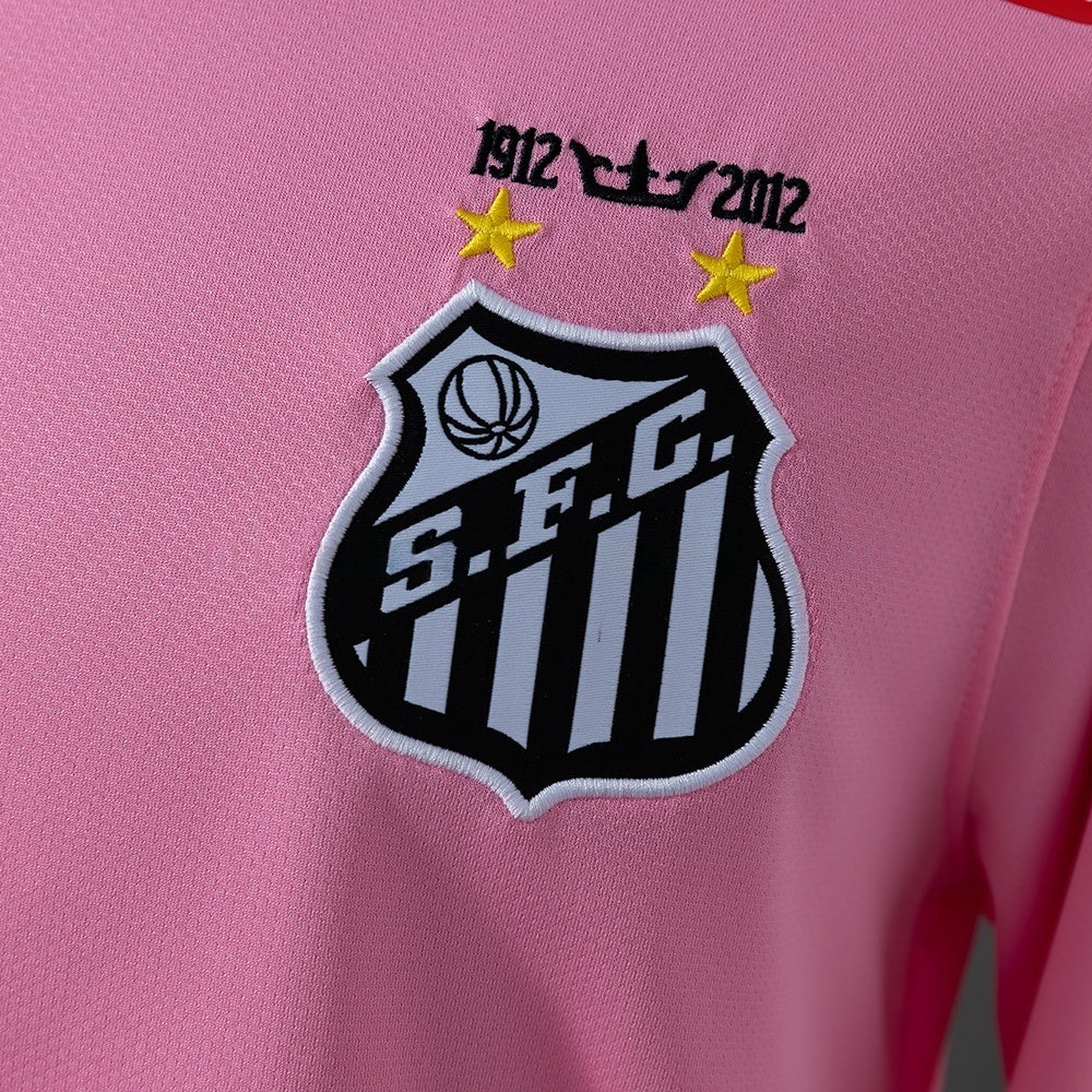 Santos Pink Jersey 2012-2013 Long Sleeves Retro Football Kit Soccer Shirt