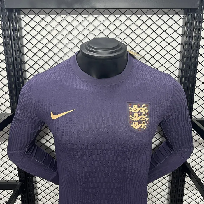 Player England Away Kit 24/25 Euro Cup 2024 Long Sleeves Football Jersey