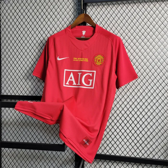 Manchester United Jersey Home Kit 07/08 Retro Football Team Soccer Shirt(UCL Final ed)