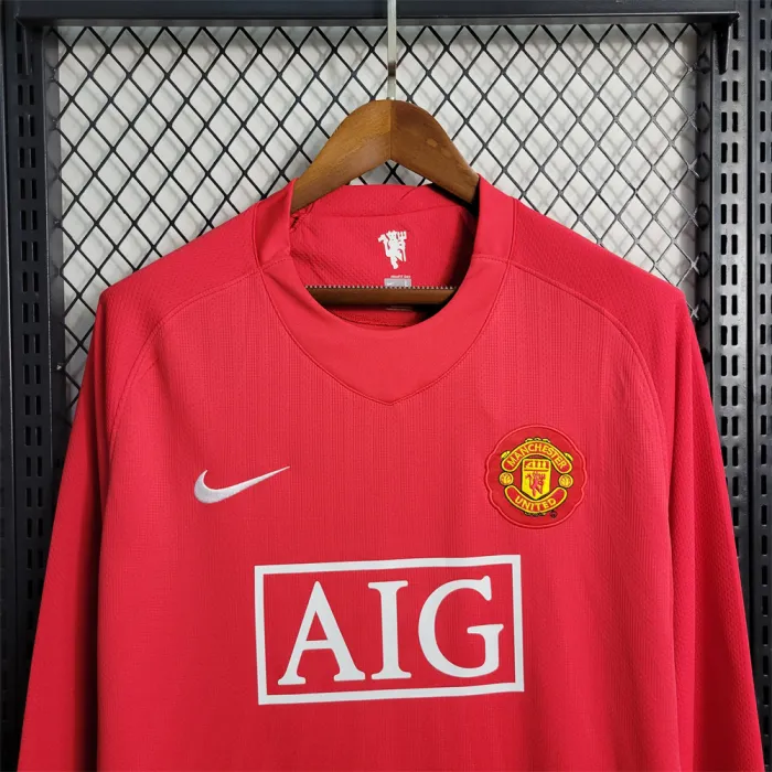 Manchester United Jersey Home Kit 07/08 Retro Long Sleeves Football Team Soccer Shirt