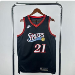 26th Philadelphia 76ers Retro Black 21 # Embiid NBA Jersey S-XXL