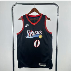26th Philadelphia 76ers Retro Black 0 # Maxey NBA Jersey S-XXL