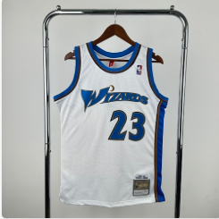 MN retro hot press jersey SW: Wizards 01/02 season white 23 # Jordan S-XXL