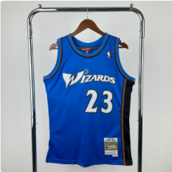 MN retro hot press jersey SW: Wizards 01/02 season blue 23 # Jordan S-XXL